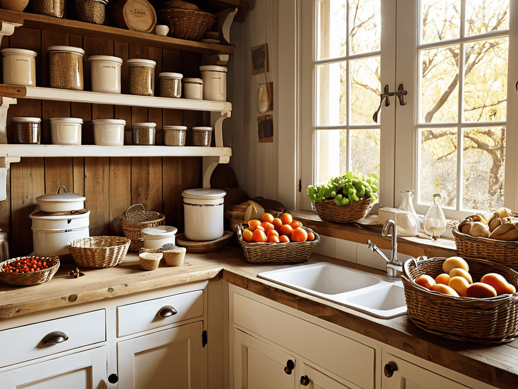 Reviving Kitchen Charm with vintage baskets